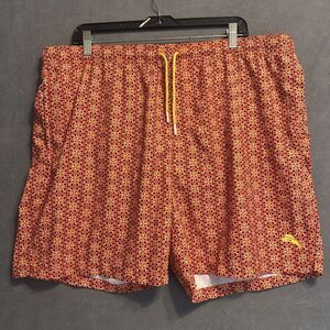 Tommy Bahama‎ Swim Trunks Mesh Lined Pockets Mens XXL Orange Geometric Print